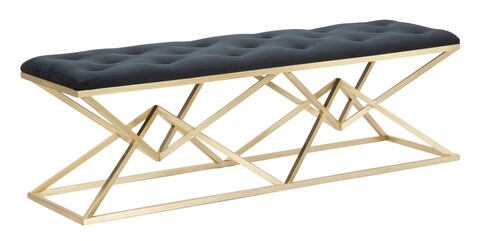 Bancheta Piramid Doppia, Mauro Ferretti, 140x40x45 cm, catifea, negru/auriu