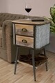 Noptiera cu 2 sertare Bronxs, Mauro Ferretti, 43.5x36.5x72.5 cm, fier, negru/gri