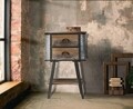 Noptiera cu 2 sertare Bronxs, Mauro Ferretti, 43.5x36.5x72.5 cm, fier, negru/gri