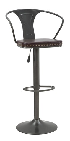 Scaun de bar Detroit, Mauro Ferretti, 51x48x86/108 cm, fier, maro