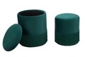 Set 2 taburete cu spatiu pentru depozitare Couple, Mauro Ferretti, catifea, verde inchis
