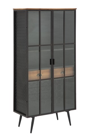 Bufet cu suport sticle de vin School Wine, Mauro Ferretti, 81x42x162.5 cm, fier, negru/maro
