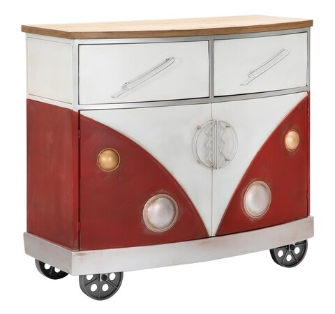 Bufet inferior Van, Mauro Ferretti, 90x42x81 cm, lemn de brad, rosu/alb
