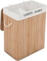 Cos de rufe cu 2 compartimente Bamboo, Songmics, 52 x 32 x 63 cm, 100 L, bambus/bumbac
