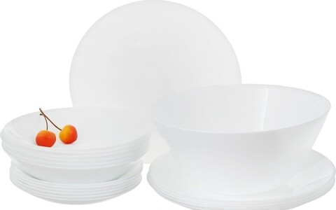 Seviciu de masa 19 piese, Luminarc, Zelie, opal, alb