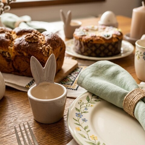 Rabbit ears Tojástartó, 5.5x6x7.5 cm, dolomit anyag, világosbarna