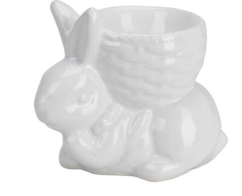 Rabbit standing down Tojástartó, 8.3x5.5x7.5 cm, dolomit anyag, fehér