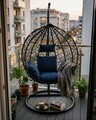 Leagan/balansoar gradina Leon, Heinner, 108/68x115/195 cm, negru/albastru