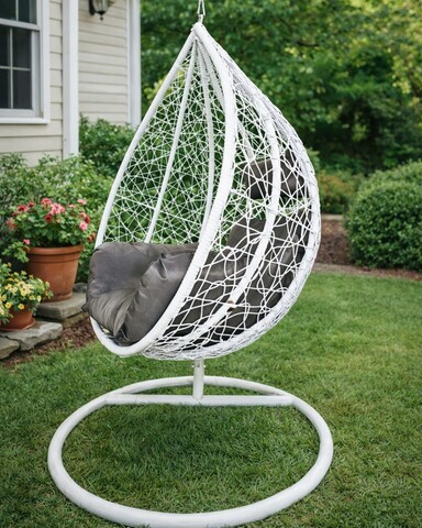 Leagan/balansoar gradina Merida, Heinner, 115x68x108/195 cm, alb/gri