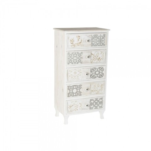 DKD Home Décor Komód 5 fiókkal, 56.5 x 34.3 x 109 cm, fa, színes