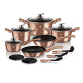 Set oale si tigai Berlinger Haus, aluminiu forjat si marmura, 15 piese, Rose Gold