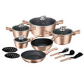 Set oale si tigai Berlinger Haus, aluminiu forjat si marmura, 15 piese, Rose Gold