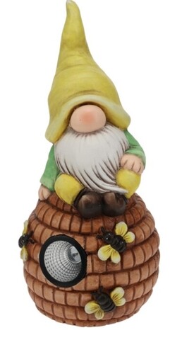 Lampa solara Gnom w a yellow hat, 20x20x44.5 cm, oxidat de magneziu, multicolor