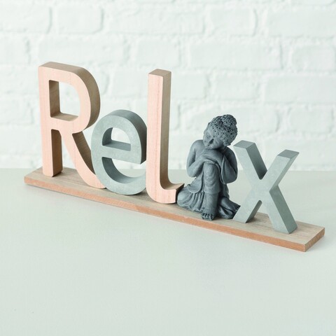 Decoratiune Buddha Letter Relax V2, Boltze, 38x5x16 cm, MDF