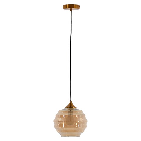 Pendul, Misha, H. 25 - 120 cm, D. 22 cm, E27, 40W, metal/sticla, auriu/chihlimbar