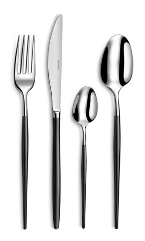 Set tacamuri 16 piese, Amefa, Soprano, inox, negru/argintiu