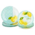 Set 12 farfurii, Fresh Summer, 20 cm - 25 cm, sticla, transparent/multicolor