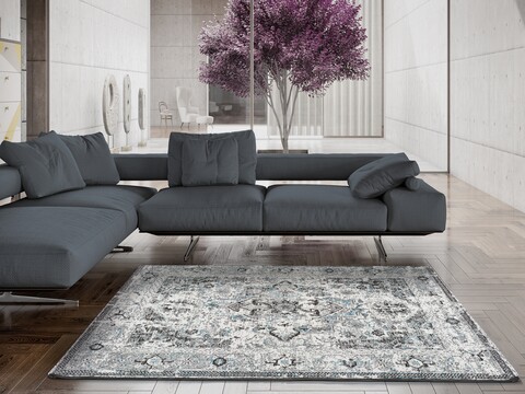 Covor, Bukit Blue, 200 x 290 cm, 100% polipropilena, gri/bleu