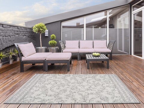 Covor rezistent interior-exterior, Weave Grey, 155 x 230 cm, 100% polipropilena, gri