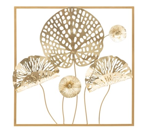 Decoratiune de perete Gold Flowers, Mauro Ferretti, 50x50 cm, fier, multicolor