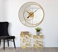 Oglinda de perete cu ceas Circle, Mauro Ferretti, Ø 90 cm, fier/MDF, auriu