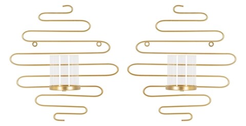 Set 2 suporturi pentru lumanare Alid, Mauro Ferretti, 33x10x34 cm, fier, auriu