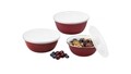 Set 3 boluri cu capac Emalia Olkusz, 14/16/18 cm, otel emailat, visiniu