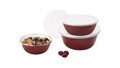 Set 3 boluri cu capac Emalia Olkusz, 14/16/18 cm, otel emailat, visiniu