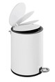 Cos de gunoi cu pedala, Wenko, Monza Black White, 3 L, 24.5 x 25.5 x 18.5 cm, inox, alb
