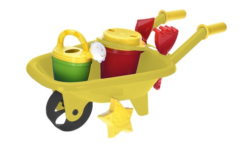 Homokozó készlet, 7 darabos, polipropilén, sárga