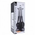 Set 6 ustensile de bucatarie cu suport Black, 42 x 32 x 47 cm, inox/plastic, negru/argintiu