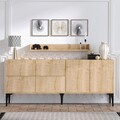 Bufet inferior cu raft de perete Stella, Elegance, 180x40x55 cm, argintiu/natural