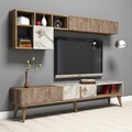 Mobilier pentru living Milan Walnut, Hommy Craft, 3 piese, 180x35x40 cm, maro/alb