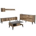 Mobilier pentru living Lidya, Almaren, 4 piese, 180x35x49 cm, maro