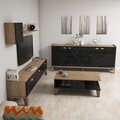Mobilier pentru living Sumer, Almaren, 4 piese, 178x34.6x44.8 cm, maro/marble