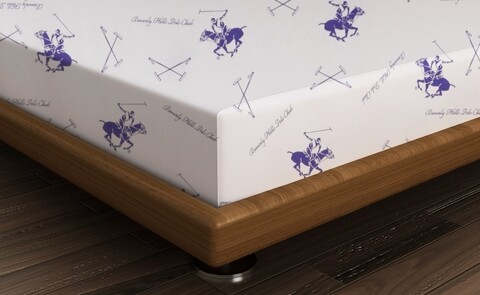 Cearceaf de pat cu elastic, 140x190 cm, 100% bumbac ranforce, Beverly Hills Polo Club, BHPC 029, lila