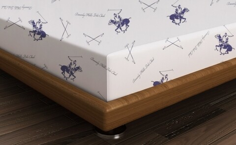 Cearceaf de pat cu elastic, 160x200 cm, 100% bumbac ranforce, Beverly Hills Polo Club, BHPC 029, albastru