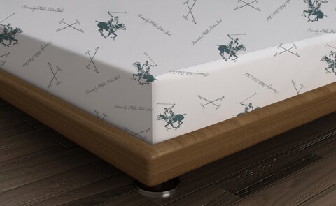 Cearceaf de pat cu elastic, 160x200 cm, 100% bumbac ranforce, Beverly Hills Polo Club, BHPC 032, turcoaz