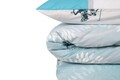 Lenjerie de pat dubla King, 3 piese, 220x240 cm, 60x60 cm, 100% bumbac ranforce, Beverly Hills Polo Club, BHPC 032, turcoaz
