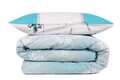 Lenjerie de pat dubla King, 3 piese, 220x240 cm, 60x60 cm, 100% bumbac ranforce, Beverly Hills Polo Club, BHPC 032, turcoaz