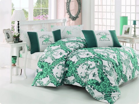 Beverly Hills Polo Club Kétszemélyes ágynemű, Super King, 3 darabos, 220x260 cm, 50x80 cm, 100% ranforce pamut, BHPC 024, zöld