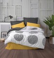Lenjerie de pat dubla, 4 piese, 200x220 cm, 100% bumbac ranforce, Cotton Box, Dappled, galben