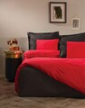 Lenjerie de pat dubla, 4 piese, 200x220 cm, 100% bumbac ranforce, Cotton Box, Plain, rosu/negru