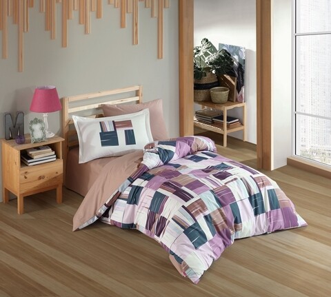Lenjerie de pat pentru o persoana, 3 piese, 160x220 cm, 100% bumbac poplin, Hobby, Dream, rosu claret
