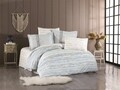 Lenjerie de pat dubla, 4 piese, 200x220 cm, 100% bumbac poplin, Hobby, Blossom, turcoaz