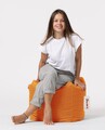 Taburet puf, Square Pouf, Ferndale, 45x45 cm, poliester impermeabil, portocaliu