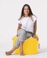 Taburet puf, Square Pouf, Ferndale, 45x45 cm, poliester impermeabil, galben