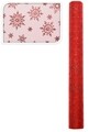 Decoratiune Glitter snowflake, 36.5x200 cm, poliamida, rosu
