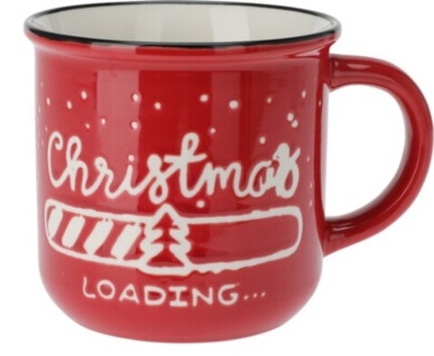 Christmas Loading Bögre, 420 ml, porcelán, piros