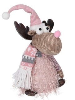 Rózsaszín/Szürke, Reindeer w patterned scarf